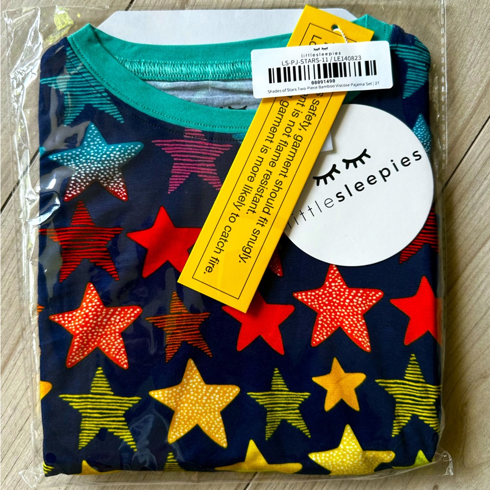 Little Sleepies Two Piece Pajama Set in Shades of Stars pattern